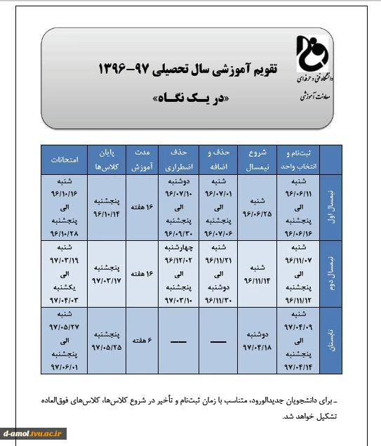 تقویم آموزشی سال تحصیلی97-96