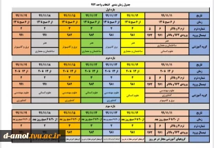 جدول زمانبندی انتحاب واحد ترم 992 2