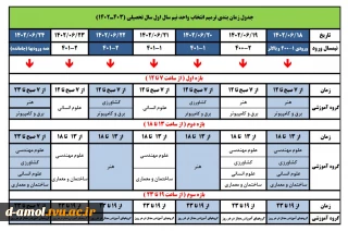 اصلاحیه جدول رمانبندی انتخاب واحد نیم سال تحصیلی 1403-1402